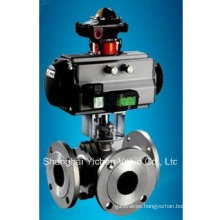 Pneumatic Carbon Steel Flanged Cross Ball Valve